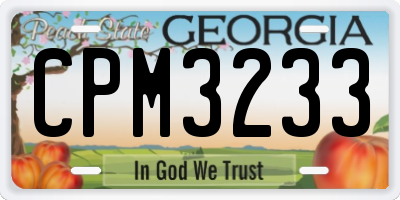 GA license plate CPM3233