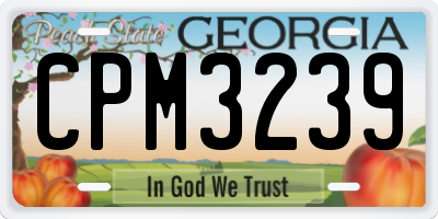 GA license plate CPM3239