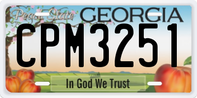 GA license plate CPM3251