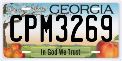 GA license plate CPM3269