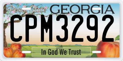 GA license plate CPM3292