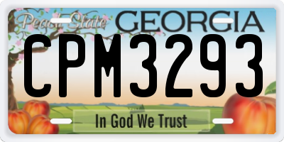 GA license plate CPM3293