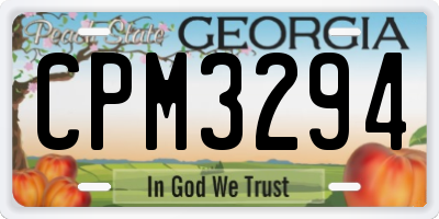 GA license plate CPM3294