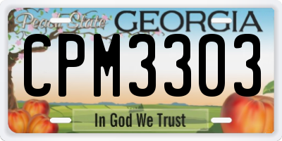 GA license plate CPM3303