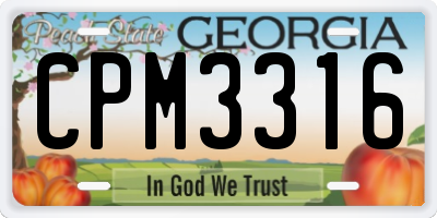 GA license plate CPM3316