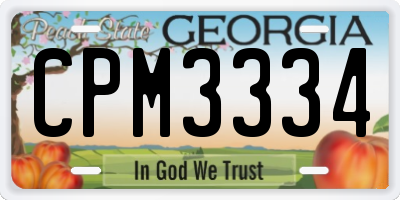 GA license plate CPM3334