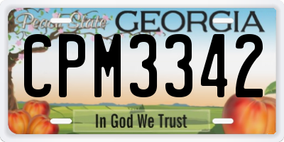 GA license plate CPM3342