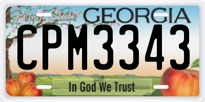 GA license plate CPM3343