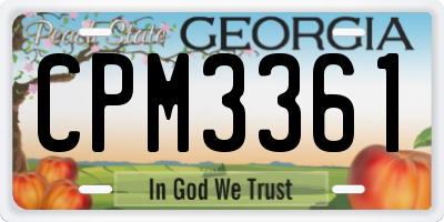 GA license plate CPM3361