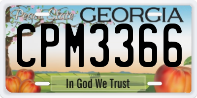 GA license plate CPM3366
