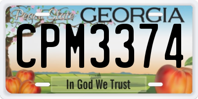 GA license plate CPM3374
