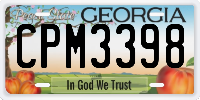 GA license plate CPM3398