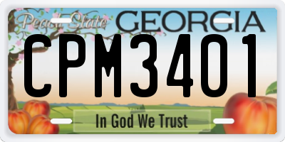 GA license plate CPM3401