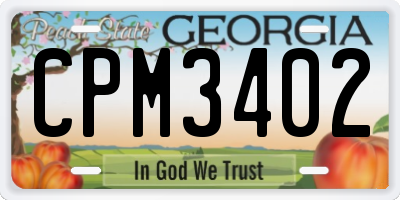 GA license plate CPM3402
