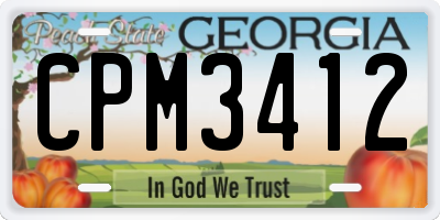 GA license plate CPM3412