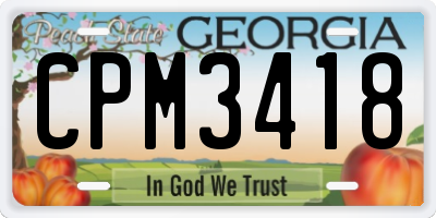 GA license plate CPM3418