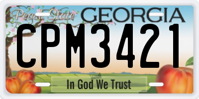 GA license plate CPM3421