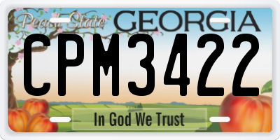 GA license plate CPM3422