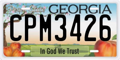 GA license plate CPM3426