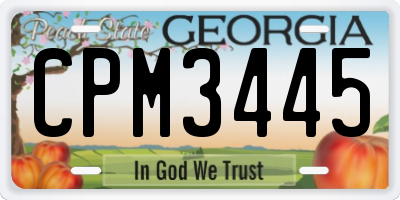 GA license plate CPM3445