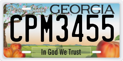 GA license plate CPM3455