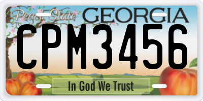 GA license plate CPM3456