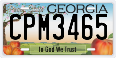 GA license plate CPM3465