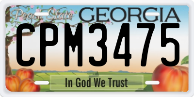 GA license plate CPM3475