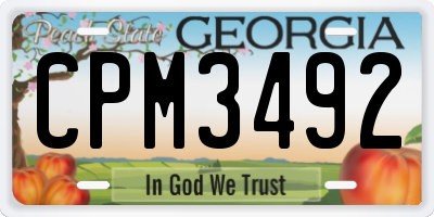 GA license plate CPM3492