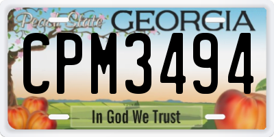 GA license plate CPM3494
