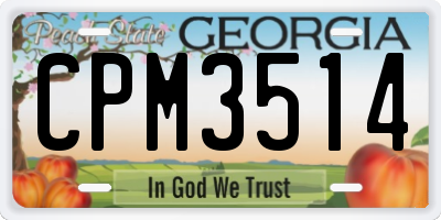 GA license plate CPM3514