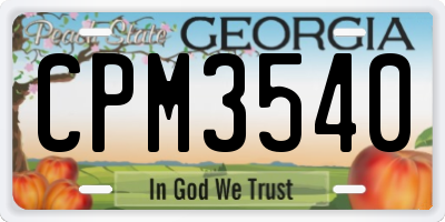 GA license plate CPM3540
