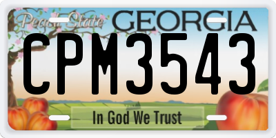 GA license plate CPM3543