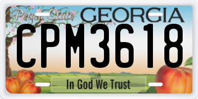 GA license plate CPM3618