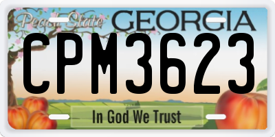 GA license plate CPM3623