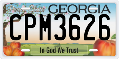GA license plate CPM3626