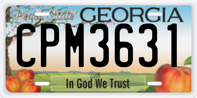 GA license plate CPM3631