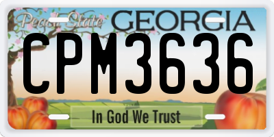 GA license plate CPM3636