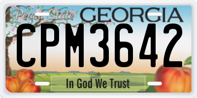 GA license plate CPM3642