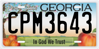GA license plate CPM3643