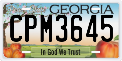 GA license plate CPM3645