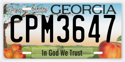GA license plate CPM3647