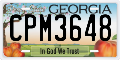 GA license plate CPM3648