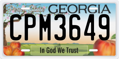 GA license plate CPM3649