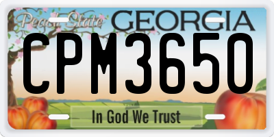 GA license plate CPM3650