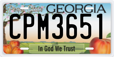 GA license plate CPM3651