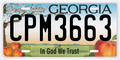 GA license plate CPM3663