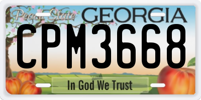 GA license plate CPM3668