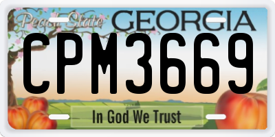 GA license plate CPM3669
