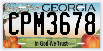 GA license plate CPM3678